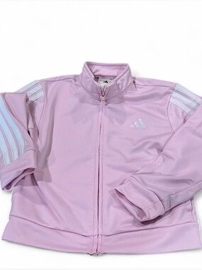 adidas Light Pink Kids Zip-Up Jacket with White Logo